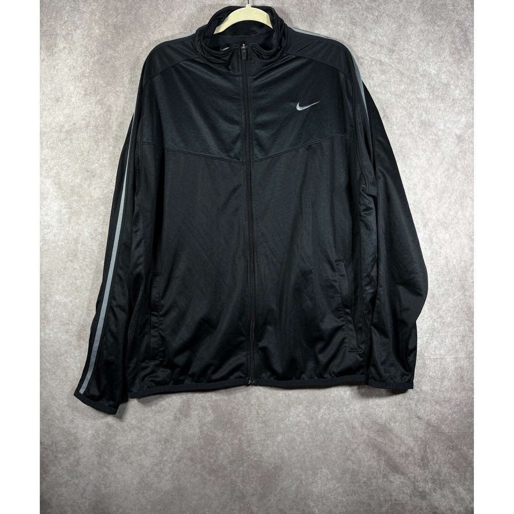 Nike Track Jacket Mens XXL Black 519534-010 Full Zip Reflective Stripe Athletic